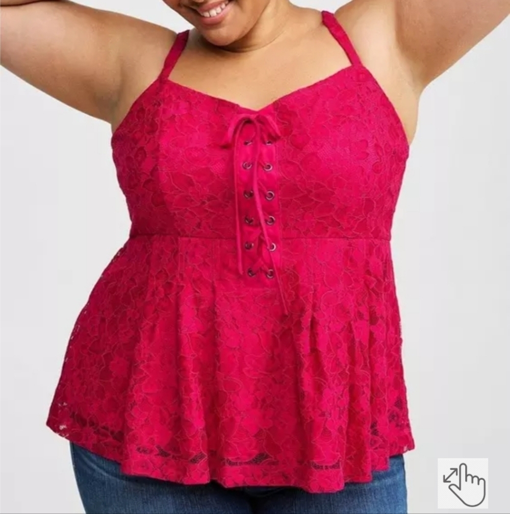Torrid Peplum Lace Corset In Vivacious Pink Plus Size 5X